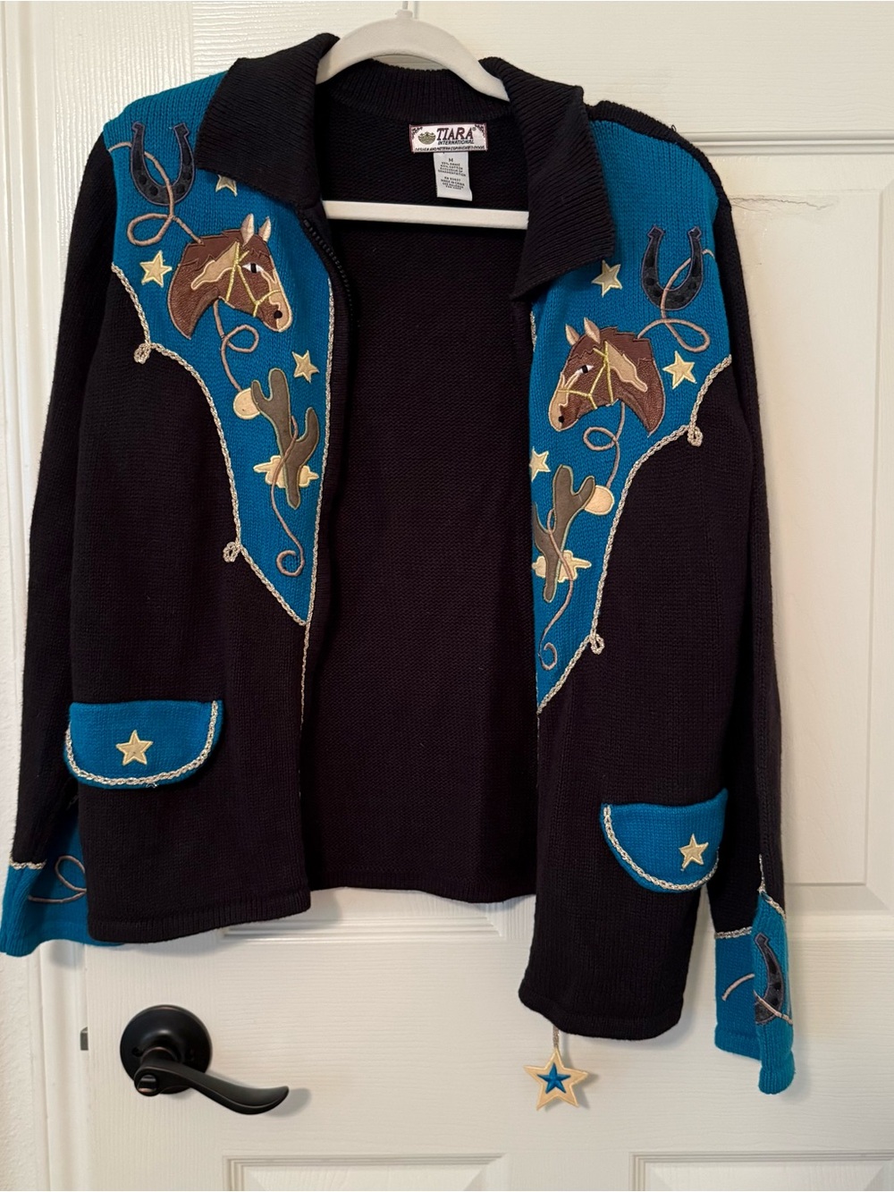 Tiara international equestrian horse Cardigan with Teal Accent western rodeo